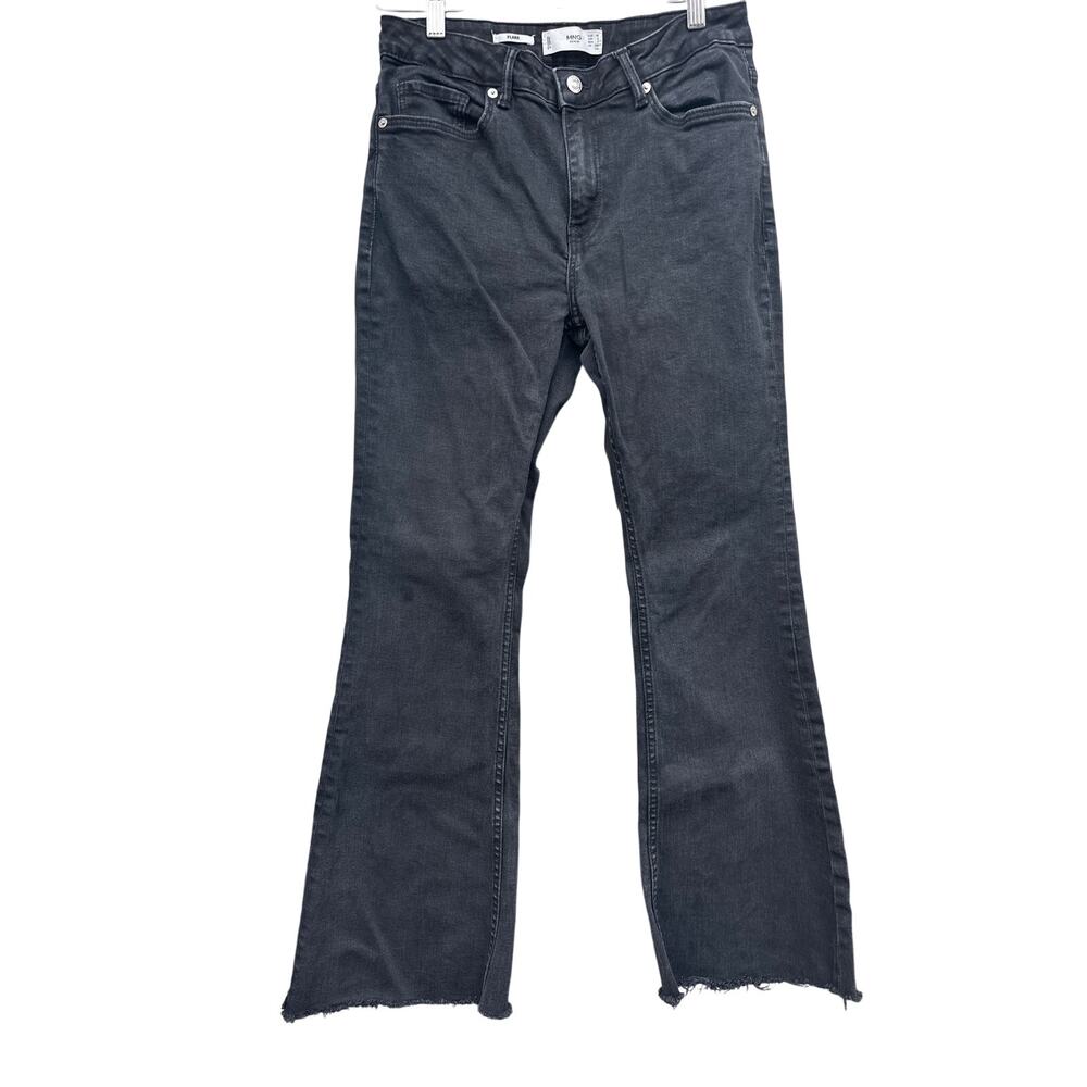 MNG Mango Women’s Flared Black Jeans Size 8 High Rise Stretch Denim Retro Chic